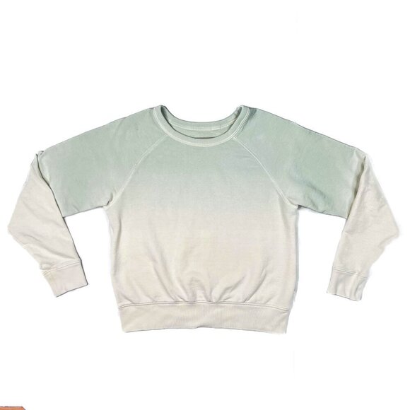 Everlane Lightweight French Terry Crewneck Green Cream Ombre Sweatshirt Size XS - Picture 2 of 6
